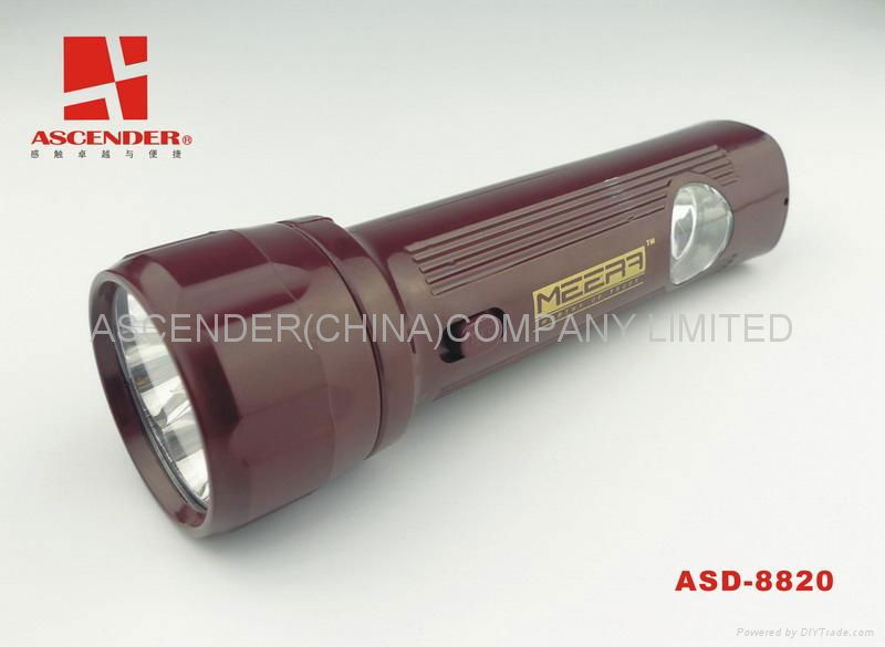 LED Plastic Rechargeable Emergency Flashlight 