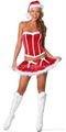 Velvet Xmas Cosplay Santa Costume Belt Dress 4