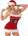 Velvet Xmas Cosplay Santa Costume Belt Dress 5