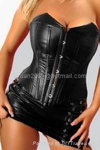 Sexy pvc Leather Corset & Bustier mini skirt 5