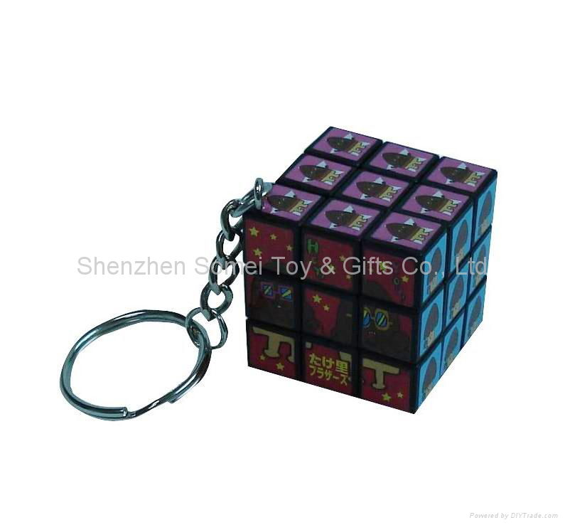 key chain magic cube rubiks puzzle cube promotion gift 2