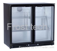 Double Door Black Back Bar Display Chiller