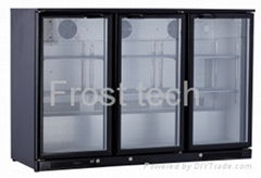 Hinged Triple Door Black Back Bar Display Chiller