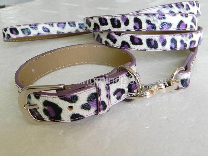 leopard dog collar leash