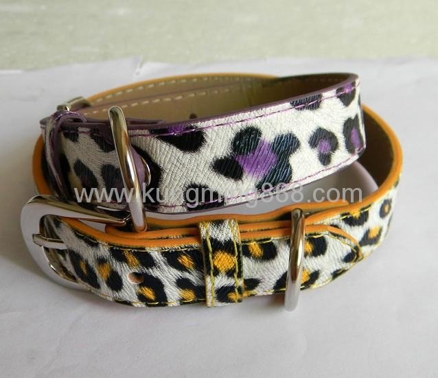 leopard dog collar leash 2