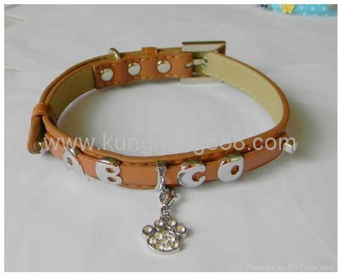 Pet colalr Rhinestone slide letter collar and leash 2