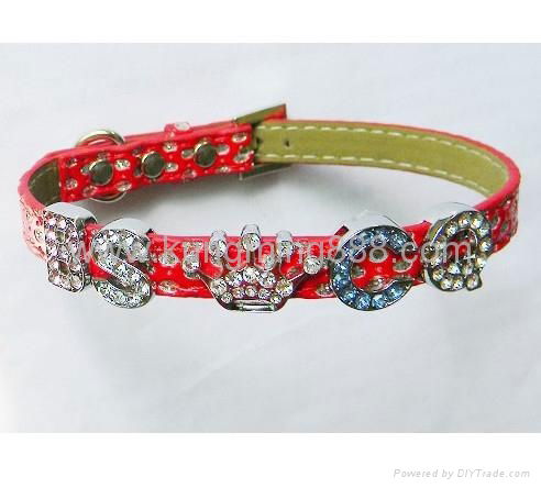 Pet colalr Rhinestone slide letter collar and leash 3