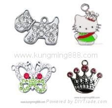 Rhinestone enamel dog and cat pendant