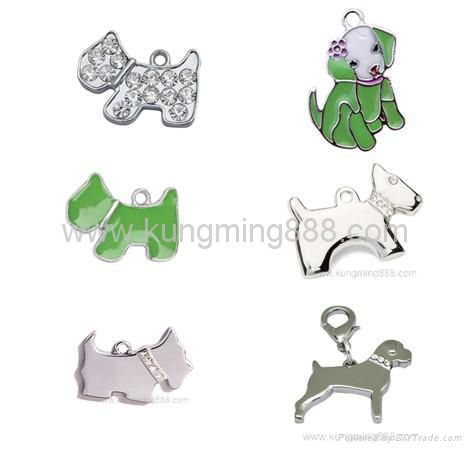 Rhinestone enamel dog and cat pendant 2