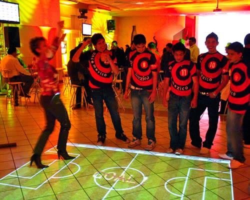 Interactive floor projection system for advertising event and exhibition