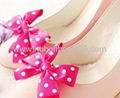 printed polka dot grosgrain shoe toe bow