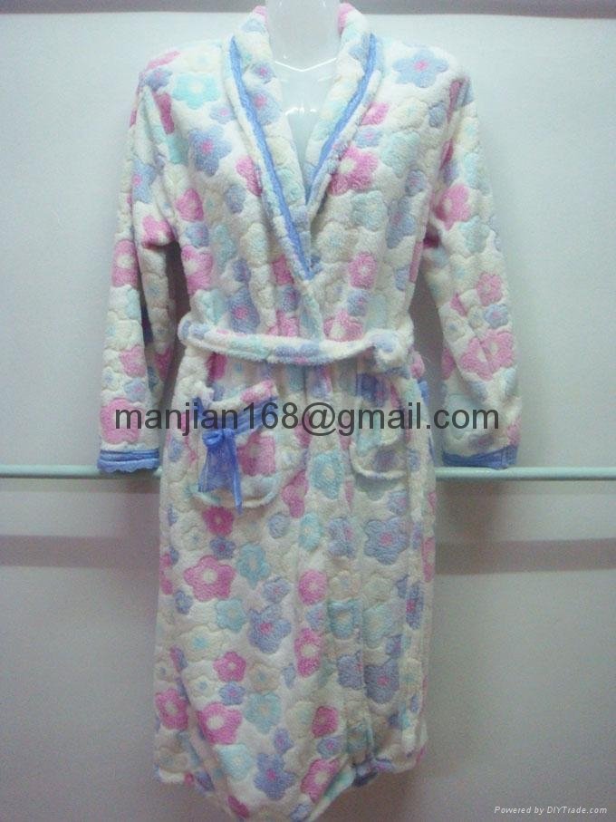 lovely autumn winter thick warm honorable coral fleece pyjamas night-robe 2