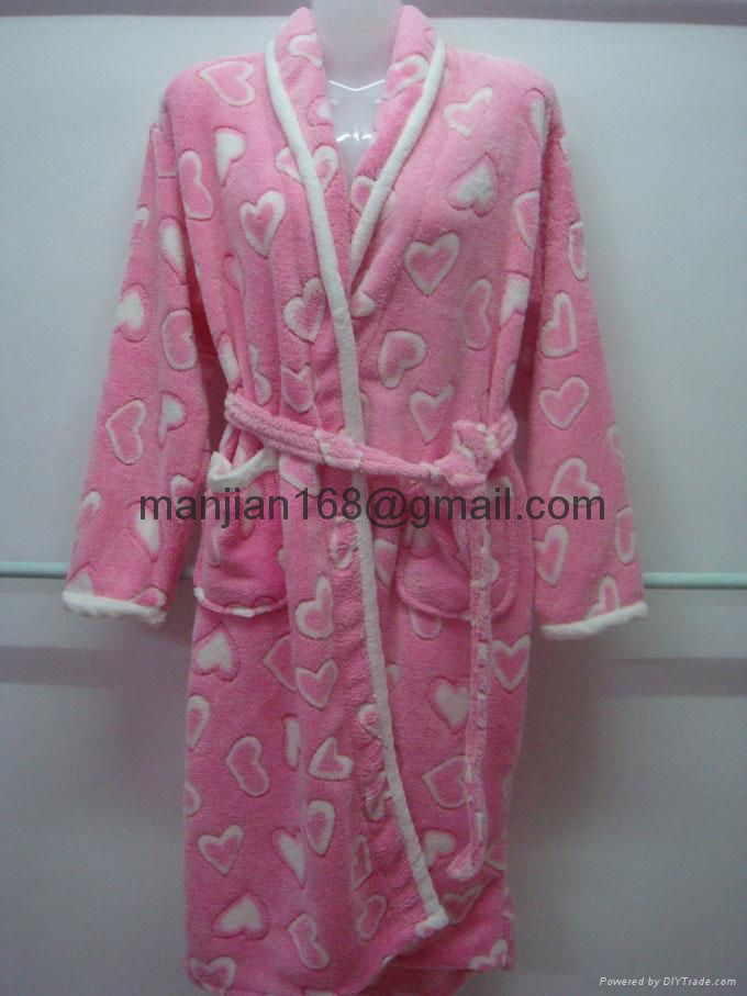 lovely autumn winter thick warm honorable coral fleece pyjamas night-robe 5