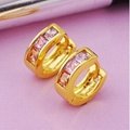 Copper brass fashion jewelry earrings 18k gold plated with cubic zirconias/cz 1