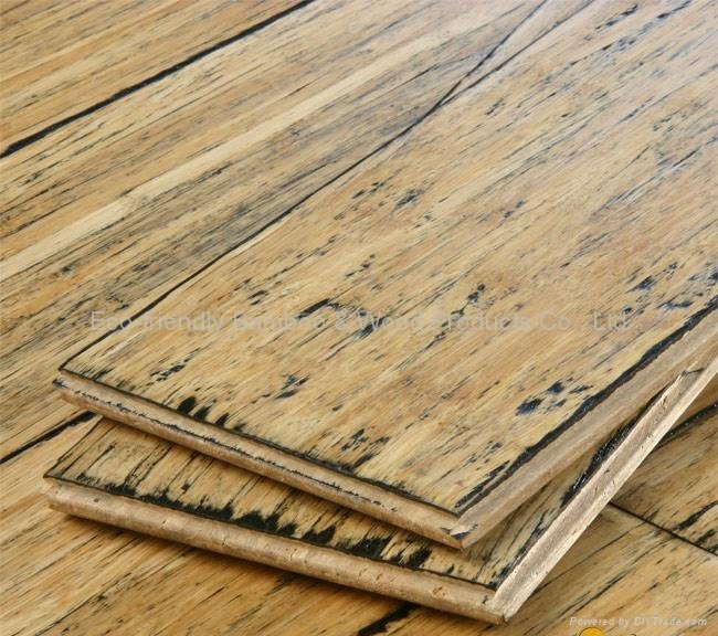 Hand-scraped strand woven bambo flooring