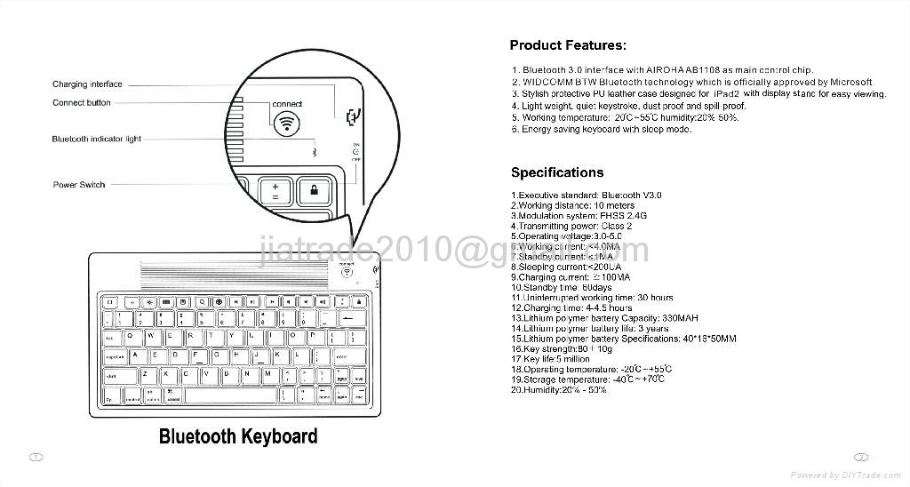 Leather Cover for both Ipad2 and New Ipad2 With Bluetooth Keyboard 4