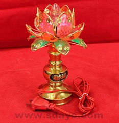 bronze lucky lotus lamp light (product is a pair)