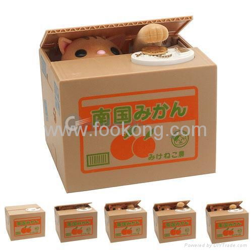 Cute Stealing Money Cat Money Box Coin Bank Piggy Bank 3