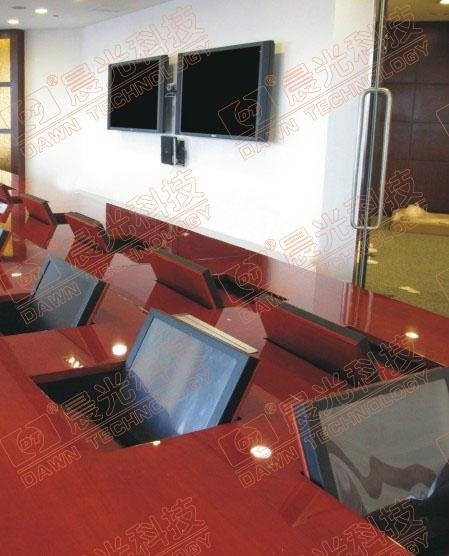 LCD automatic flip top for telepresence conference 