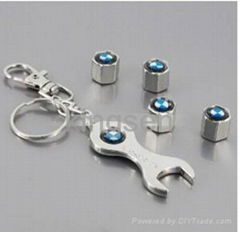 Tire Valve Caps with Wrench keyring 