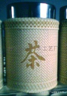 竹制雕刻茶叶筒 2