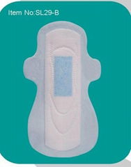 290mm fan-shape sanitary napkin with blue centre