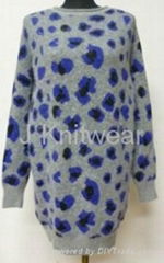 Leopard Animal Jacquard Knit Angora Sweater