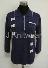 Bow Embroidery Wool Acrylic Knitwear