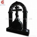 Absolute black granite headstone with cross design in european style 