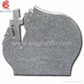 Irish style grey granite headstone with scroll shape 4