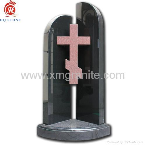 Absolute black granite headstone with cross design in european style  5