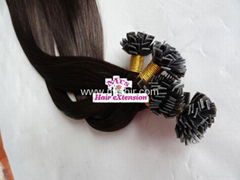 Flat tip hair extension . Pre tipped human hair extension