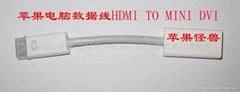 蘋果筆記本MINI DVI轉HDMI轉接線 MINI DVI