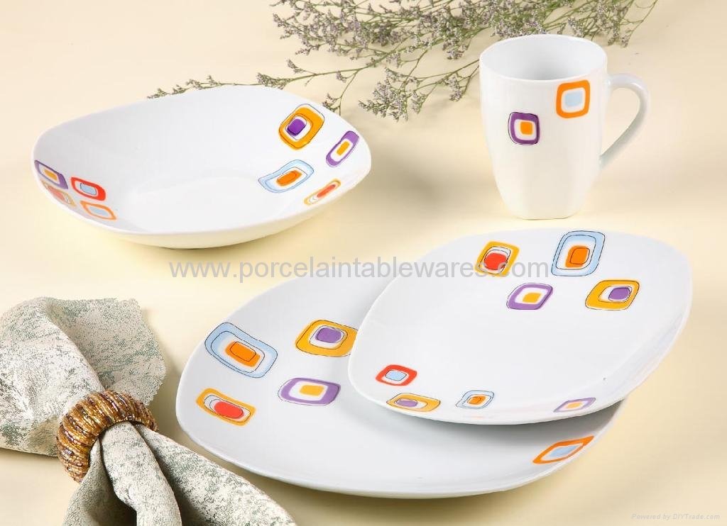 20pcs square porcelain tableware 