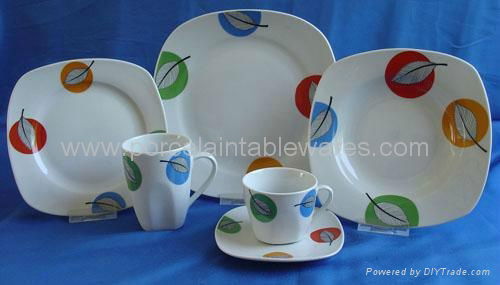 20pcs ceramic square tableware