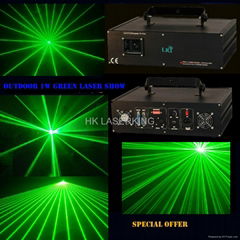 Single green powerful  1watt analog  with 35kpps animation laser light