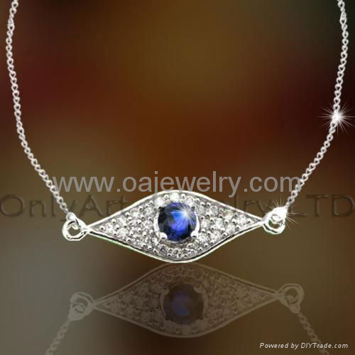 sell sterling silver necklace pendant with AAA cubic zircons, best quality