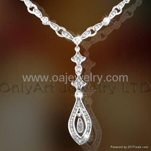 sell sterling silver necklace pendant with AAA cubic zircons, best quality 2