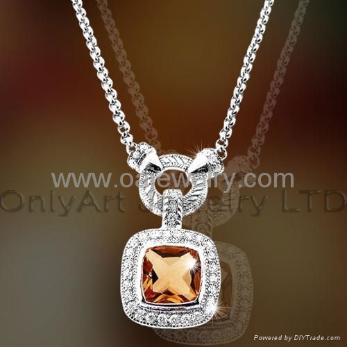 sell sterling silver necklace pendant with AAA cubic zircons, best quality 4