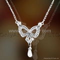 sell sterling silver necklace pendant with AAA cubic zircons, best quality 5