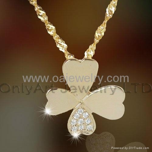 stylish NEW four clover silver 925 pendant jewellery for lady 