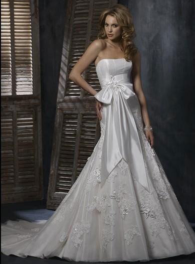 Wholesale 2011 new style A line Taffeta strapless wedding dress