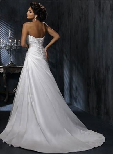 Wholesale 2011 new style A line satin strapless wedding dress 2