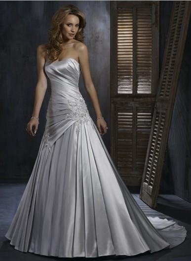 Wholesale 2011 new style A line satin strapless wedding dress
