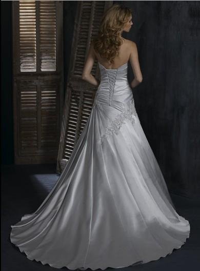 Wholesale 2011 new style A line satin strapless wedding dress 2
