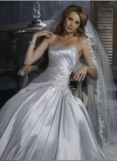 Wholesale 2011 new style A line satin strapless wedding dress 3