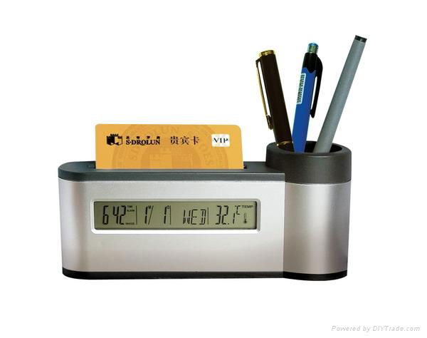 Pen holder calendar with name card