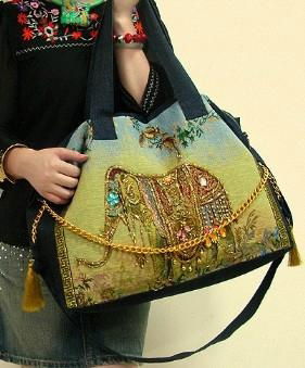 Elephant embroidery handbag