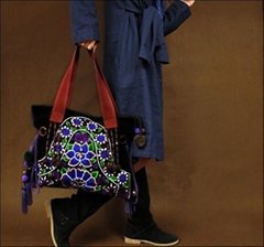 Double moon-Colorful embroidery handbag,tote bag 