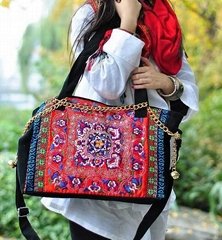 Happy-Embroidery red handbag